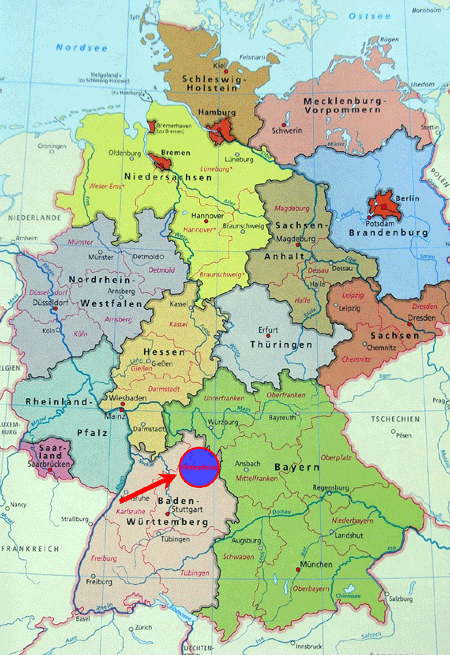 Map of the area where the Rothermels came from