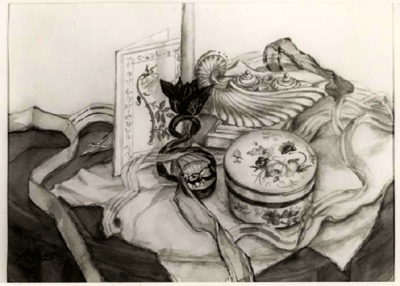 A black and white copy of a painting