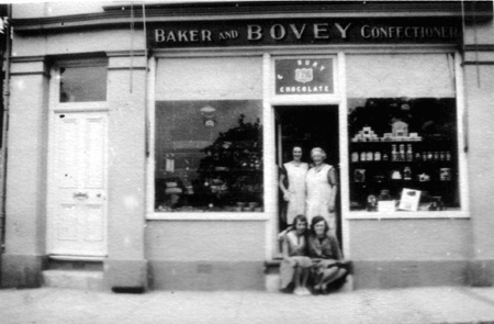 Ellen Bovey in front of the shop 1920's