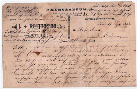Letter from father Georg 1888 during his visit to England