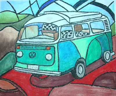 Design for stained glass camper van ©