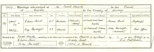 Edwin's marriage to May  Beecroft April 1909