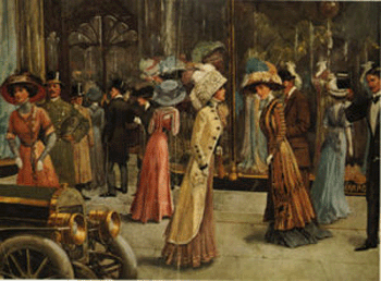 Well to do ladies shopping at Harrods 1909