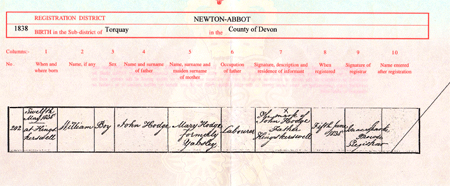 William Hodge Birth Certificate