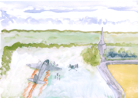 Watercolour of the German plane - Ian Campbell