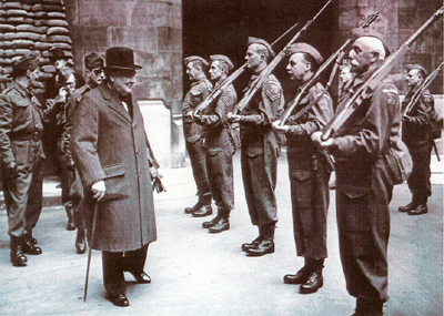 Churchill inspecting the House of Commons Home Guard